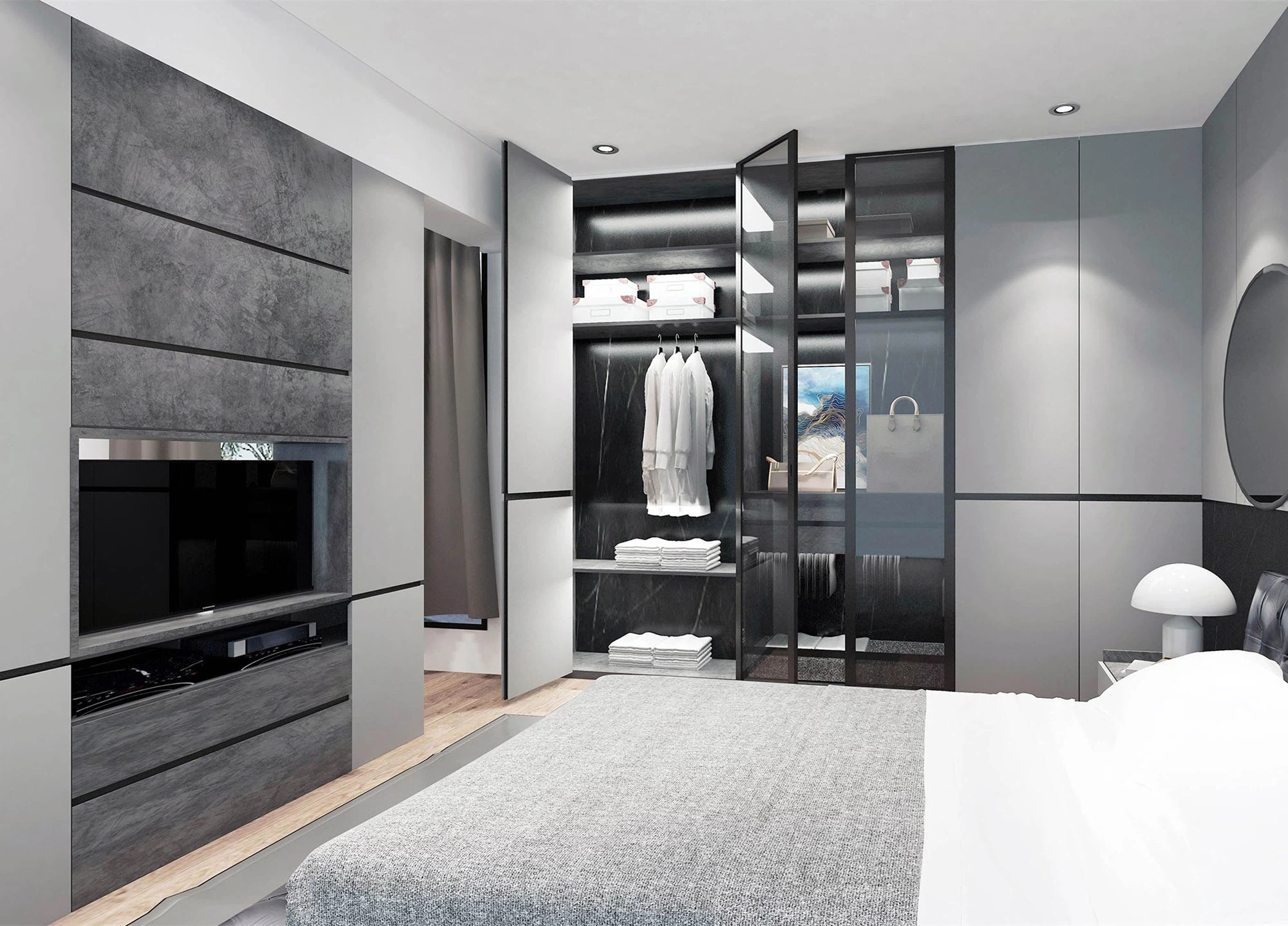 master bedroom melamine lacquered UV drawers modern european