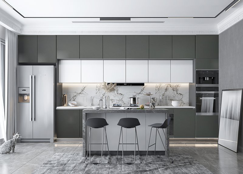 product-800-575 PET frameless kitchen cabinet