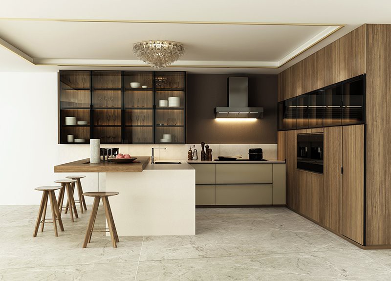 Modern Veneer Melamine Kitchen Cabinet