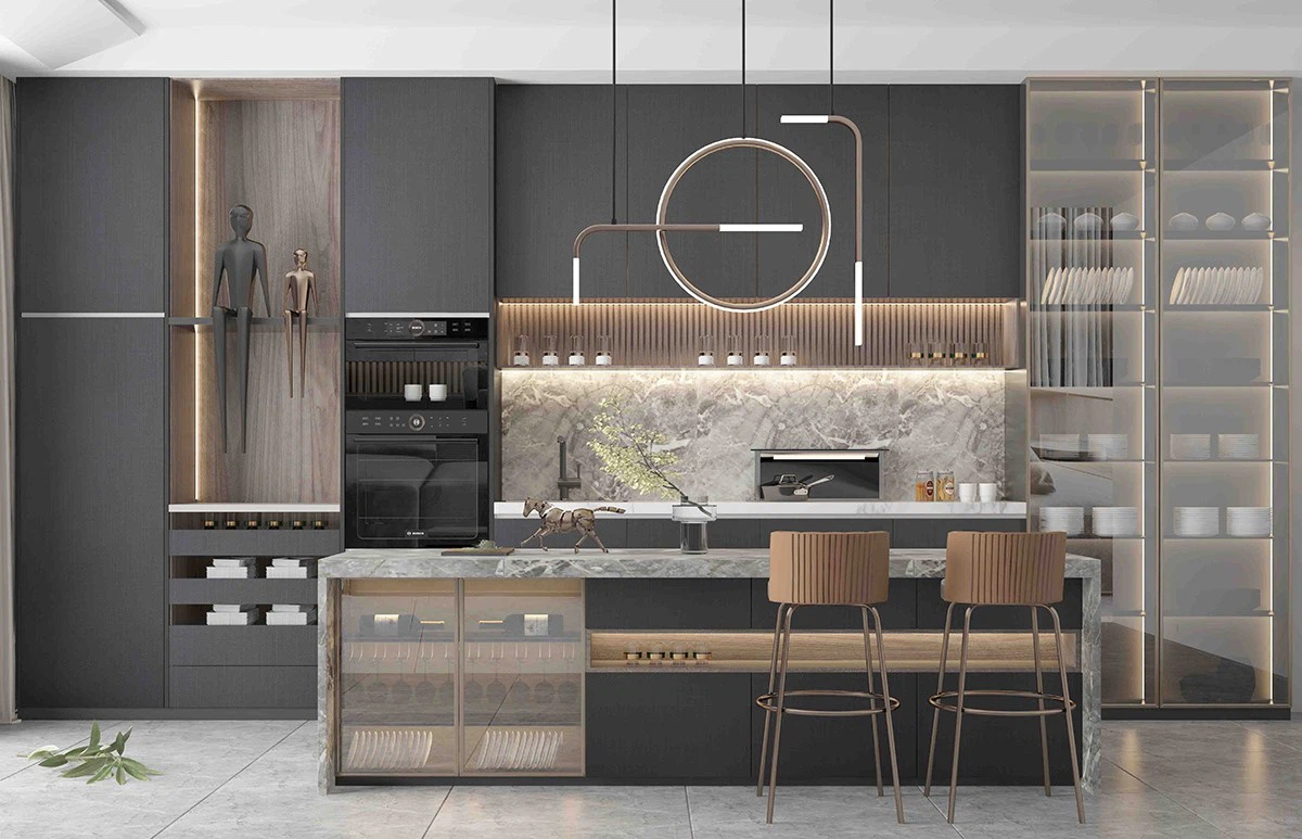 Grey Textured Kitchen Cabinet Grey Textured Kitchen Cabinet
