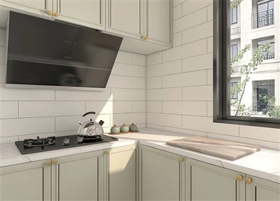 Beige PVC Kitchen Cabinets
