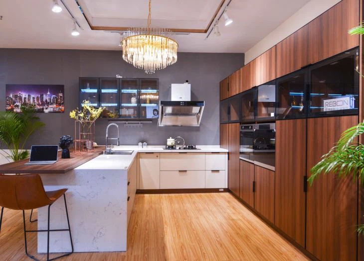 Custom Modern Grain Kitchen Cabinet