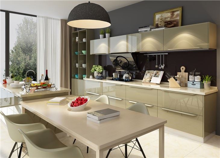 Lacquered Wood Kitchen Cabinets