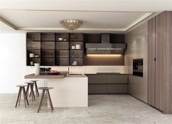 Custom Modern Grain Kitchen Cabinet
