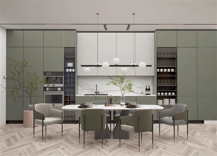 Modern Green Kitchen Cupboards