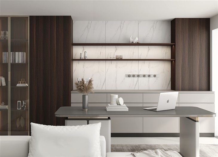 Wood Grain Laminate Kitchen Cabinet factory